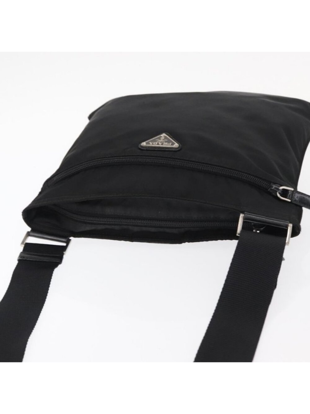 Authentic PRADA Shoulder Bag Nylon Black Silver - Picture 13 of 16
